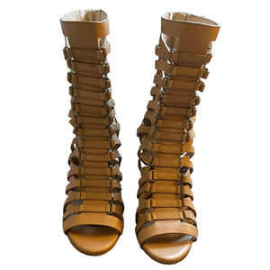 Sam Edelman Womens Leather Upper Strappy Bootie Heels Size 7M Tan
